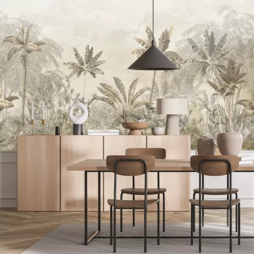 Fototapete Tropischer Dschungel in Sepiatönen