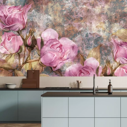 Fototapete Rosa blühende Rosen