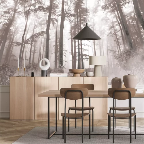 Fototapete Waldlandschaft im morgendlichen Nebel