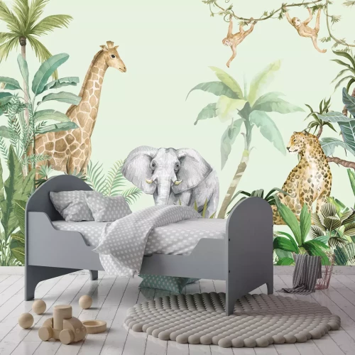 Fototapete Tropischer Dschungel mit wilden Tieren