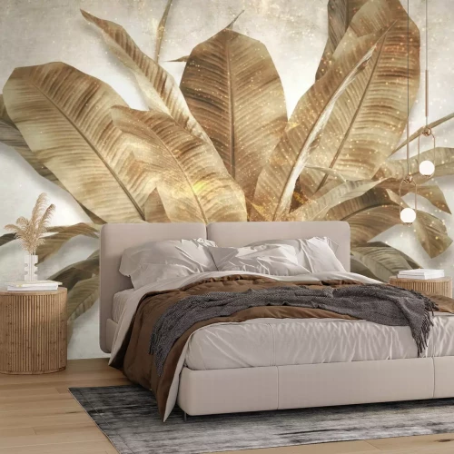 Fototapete Braune Blätter mit goldenem Staub