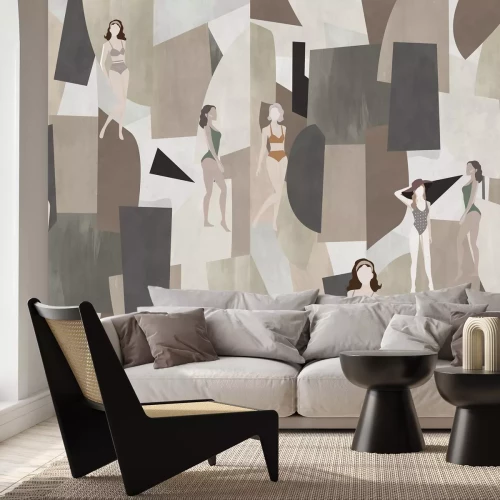 Fototapete Frauen unter geometrischen Formen