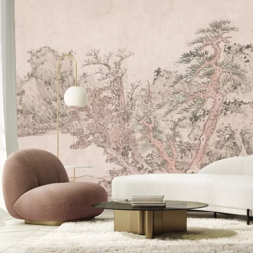 Fototapete Baumskizze auf Vintage-Papier