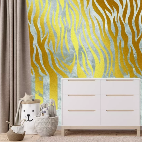 Fototapete Klaviaturtasten mit goldener Zebra-Imitation