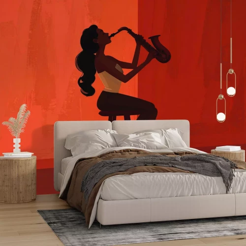 Fototapete Frau, die Saxophon spielt