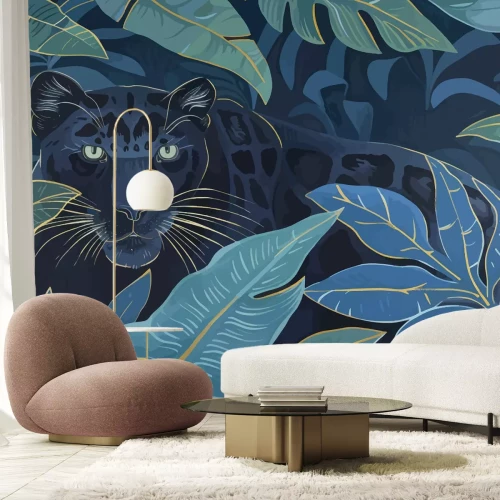 Fototapete Wilde Tigerkatze im tropischen Dschungel