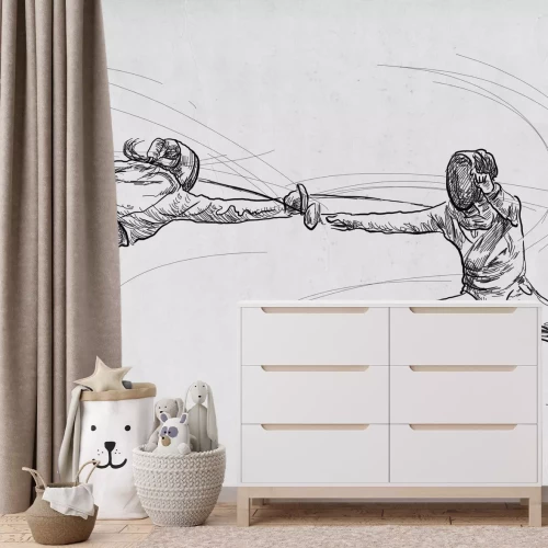 Fototapete Frauen üben Fechtkampf