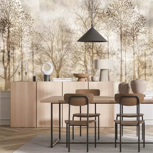 Fototapete Sepia Nebelwald Landschaft