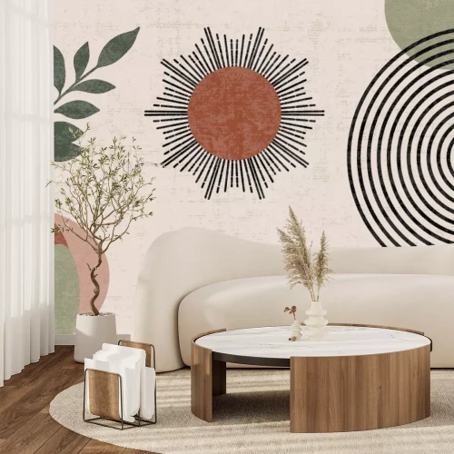 Fototapete Abstrakte Sonne mit Vegetation