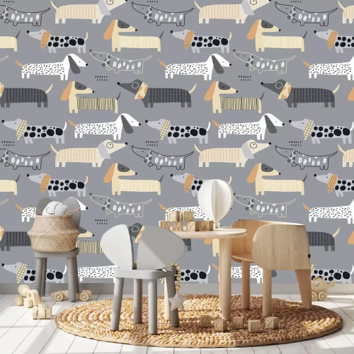 Fototapete Abstrakt gemalte Dackel