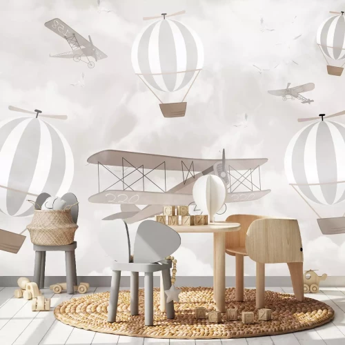 Fototapete Flugzeuge und Ballons vor dem Himmel mit Wolken