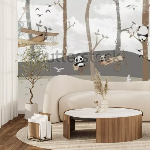 Fototapete Süße Koalas und Pandas spielen im Dschungel