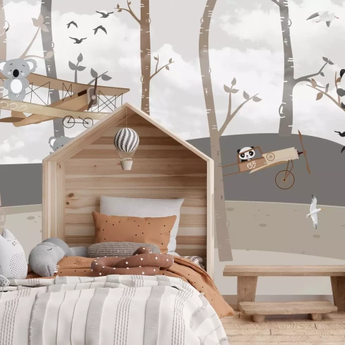 Fototapete Süße Koalas und Pandas spielen im Dschungel