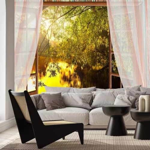 Fototapete Colorful sunrise view from the window