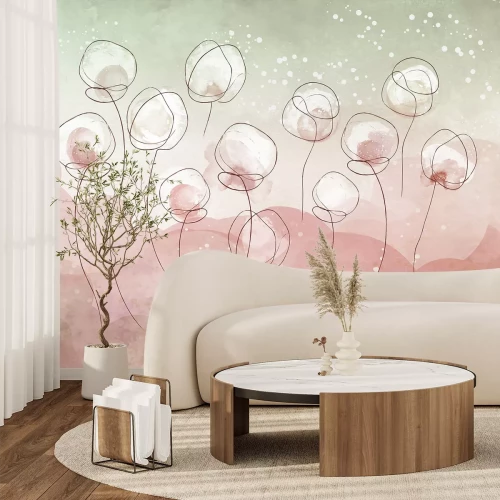 Fototapete Abstrakte Aquarellmalerei weißer Blumen