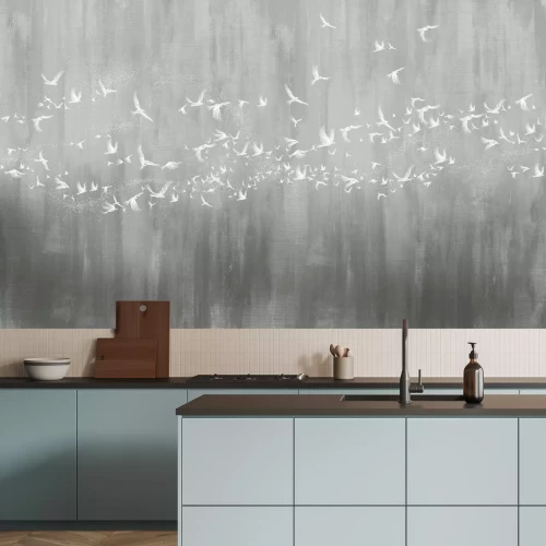 Fototapete Modernes Betonmuster mit Vögeln