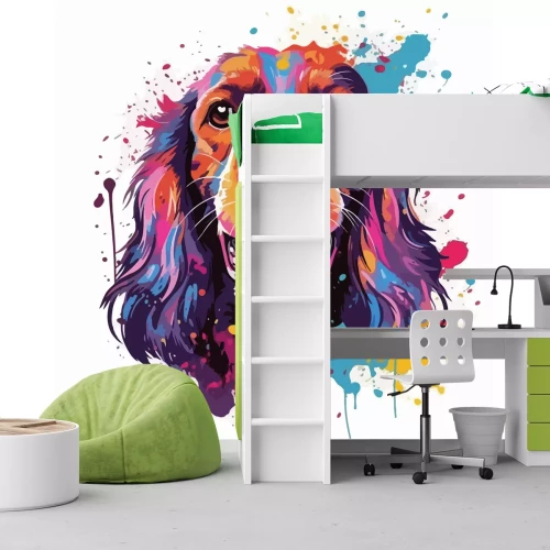 Fototapete Buntes Hunde-Porträt Grafik im Pop-Art-Stil