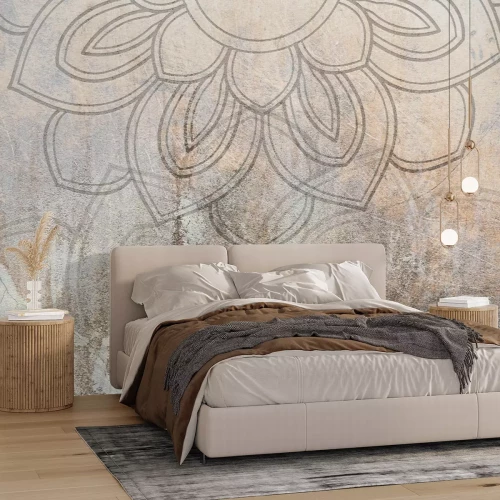 Fototapete Mandala auf strukturiertem Betonhintergrund im Vintage-Stil