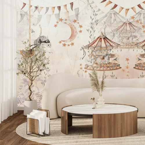 Fototapete Vergnügungspark Märchenmuster Aquarellillustration