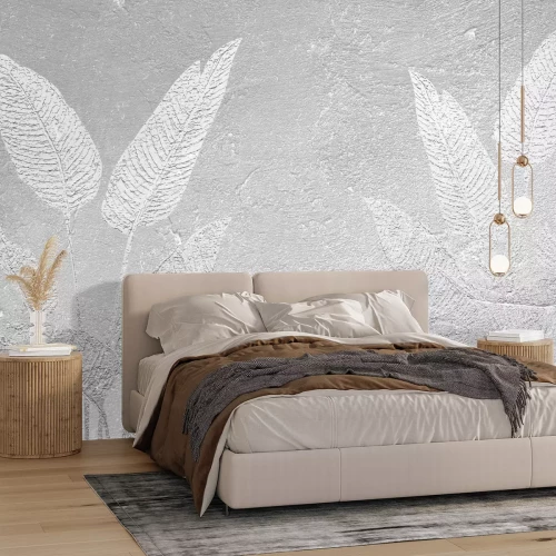 Fototapete Blattimitation auf grauem Beton
