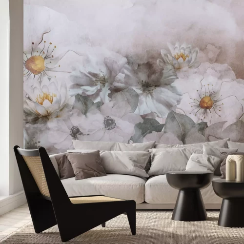 Fototapete Gemalte Aquarell-Wildblumen