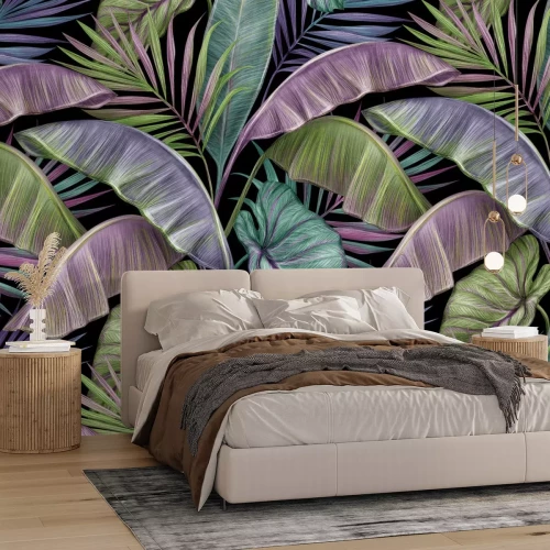 Fototapete Tropische bunte Palmblätter