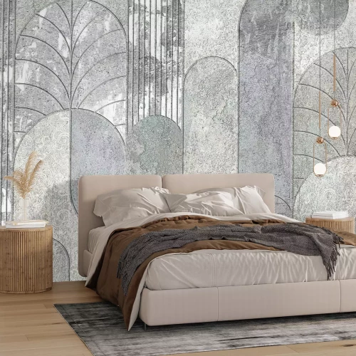 Fototapete Geometrische Bögen an einer Betonwand