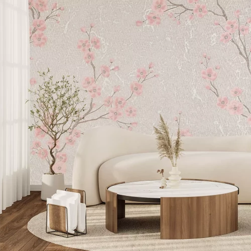 Fototapete Zarte rosa Kirschblüten an Zweigen