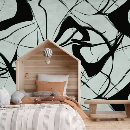 Fototapete Abstrakte schwarze Linien auf grauem Hintergrund