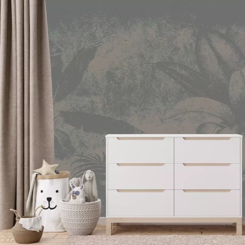 Fototapete Abstrakter Dschungel in dunklen Farben