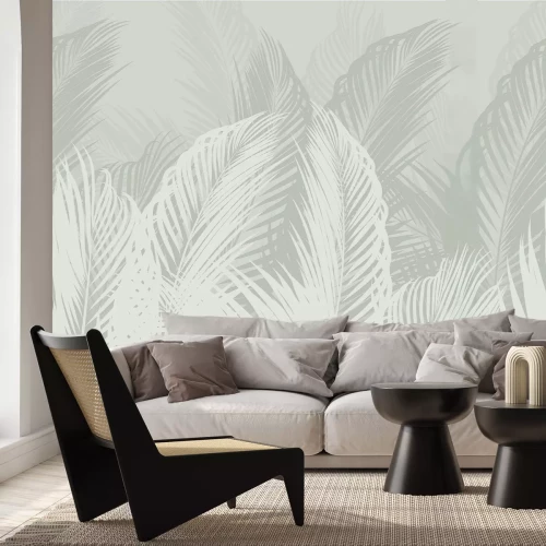 Fototapete Exotische Palmblätter auf hellem Hintergrund
