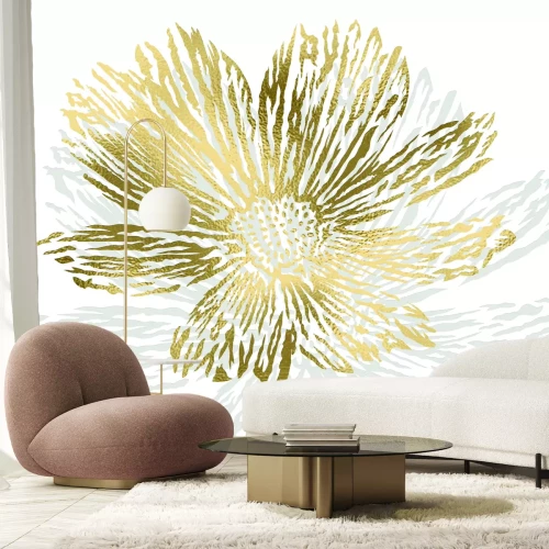 Fototapete Blumenzeichnung mit goldener Verzierung