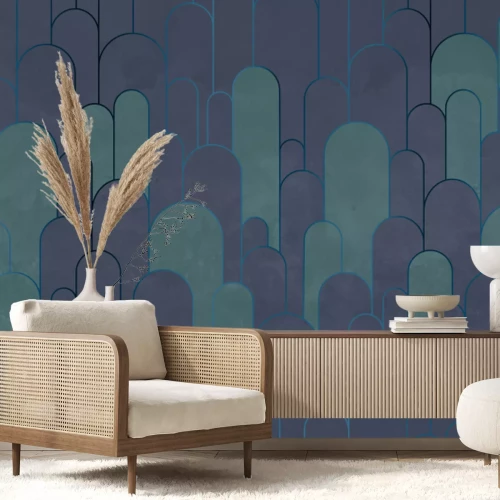 Fototapete Beige-rosa Bögen mit goldener Verzierung