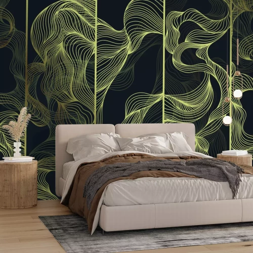 Fototapete Abstrakte goldene Wellen aus Linien