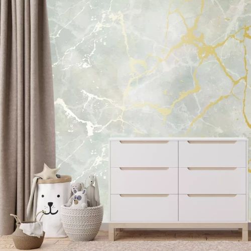 Fototapete Grauer Marmor mit goldenen Verzierungen