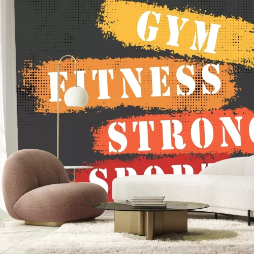 Fototapete Sportliche Beschriftungen für das Fitnessstudio