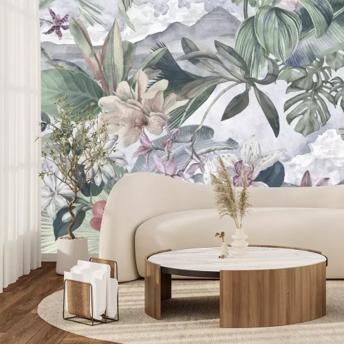 Fototapete Orchideen in tropischer Vegetation