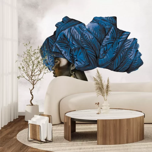 Fototapete Afrikanische Frau mit blauem Turban