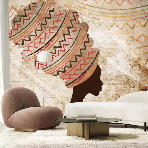 Fototapete Porträt einer Frau mit afrikanischem Kopfschmuck