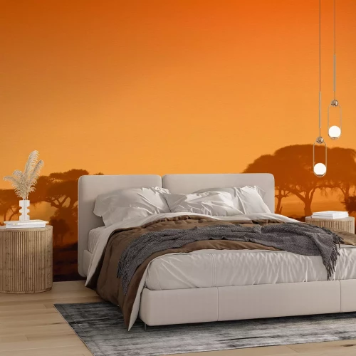 Fototapete Tiere auf Safari bei Sonnenuntergang