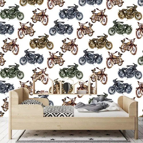Fototapete Bunte Vintage-Motorräder
