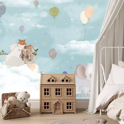 Fototapete Tiere in den Wolken mit Ballons