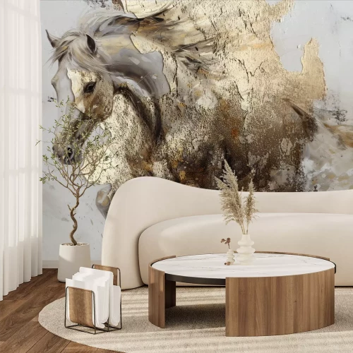 Fototapete Abstraktes Pferd mit Goldimitation