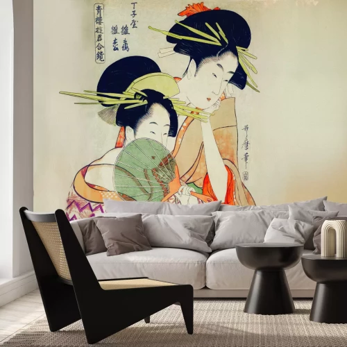 Fototapete Japanische Frauen in Kimonos mit Fächer