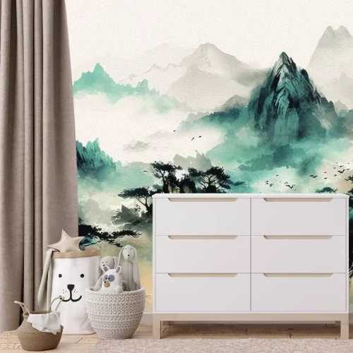 Fototapete Asian mountain panorama in the mist