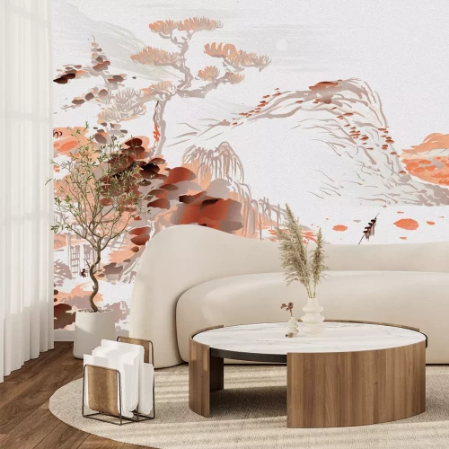 Fototapete Aquarell eines japanischen Gartens