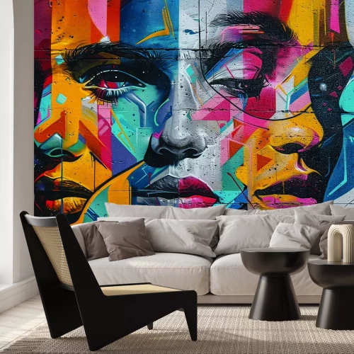 Fototapete Mural mit Street Art und dem Gesicht einer Frau