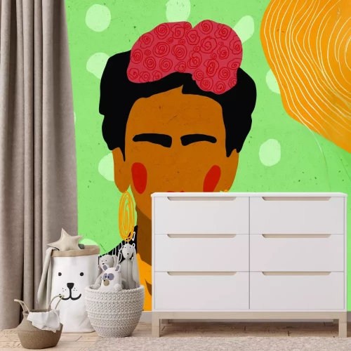 Fototapete Buntes Porträt der Frau Frida Kahlo