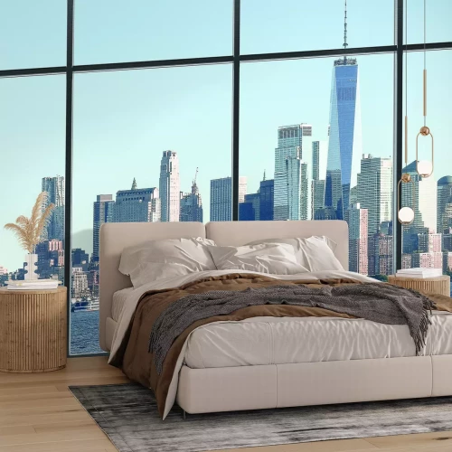 Fototapete Panorama von New York aus einem Fenster