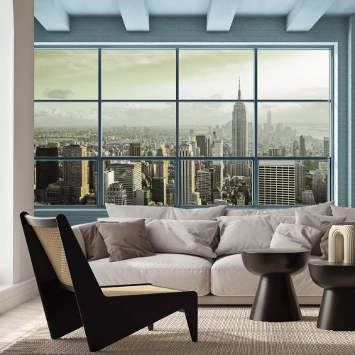 Fototapete New York Blick aus einem großen Fenster